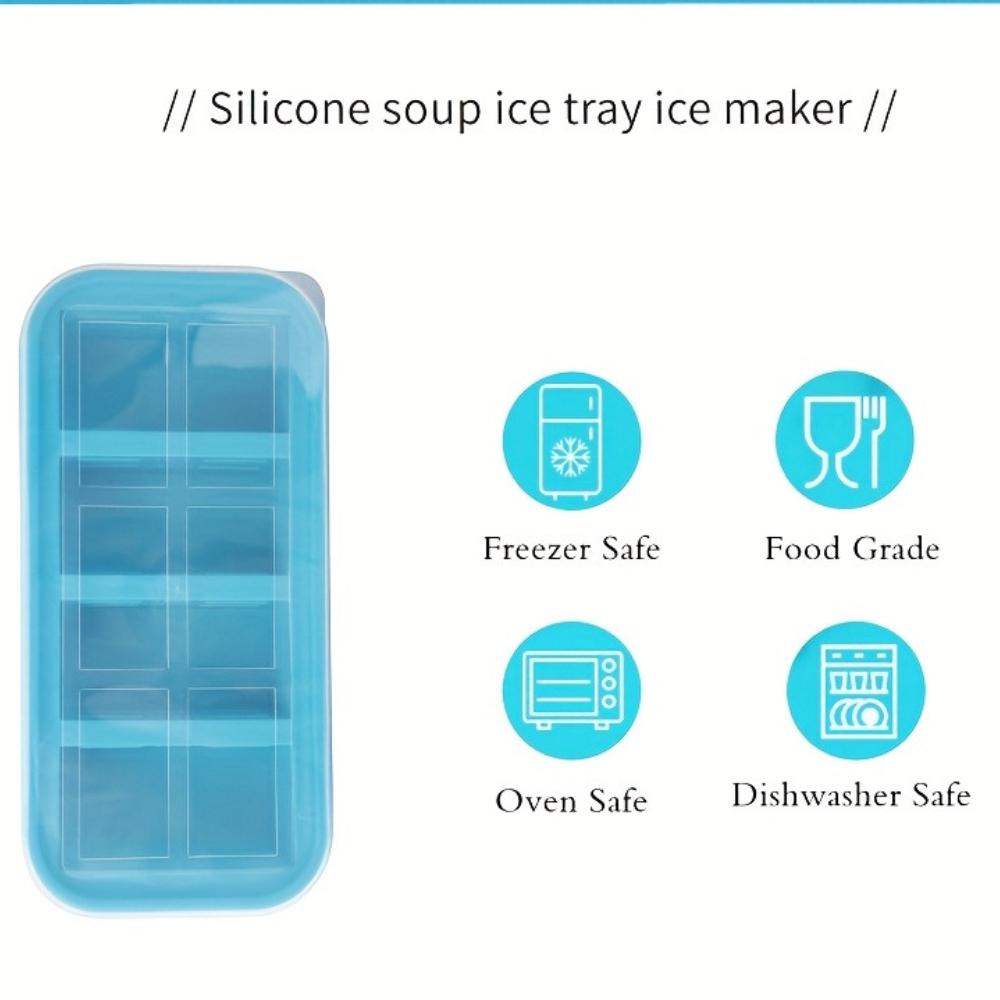 Large Silicone Food Safe Freezer ,Oven Safe Storage Box with Transparent Lid , Multi Purpose Ice Maker , Baking Tray, Dishwasher Safe