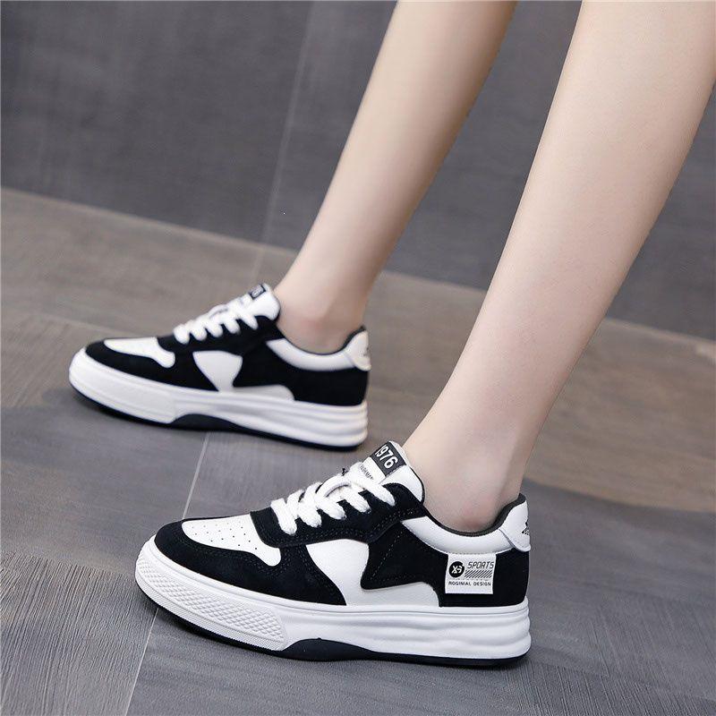 Damen Schwarz Flache Sohle Schere Schiefer Schuhe - Frühling/Herbst Lässiger Sport Sneaker, Vielseitiger Studenten Stil, 2026 Beliebter Trend.