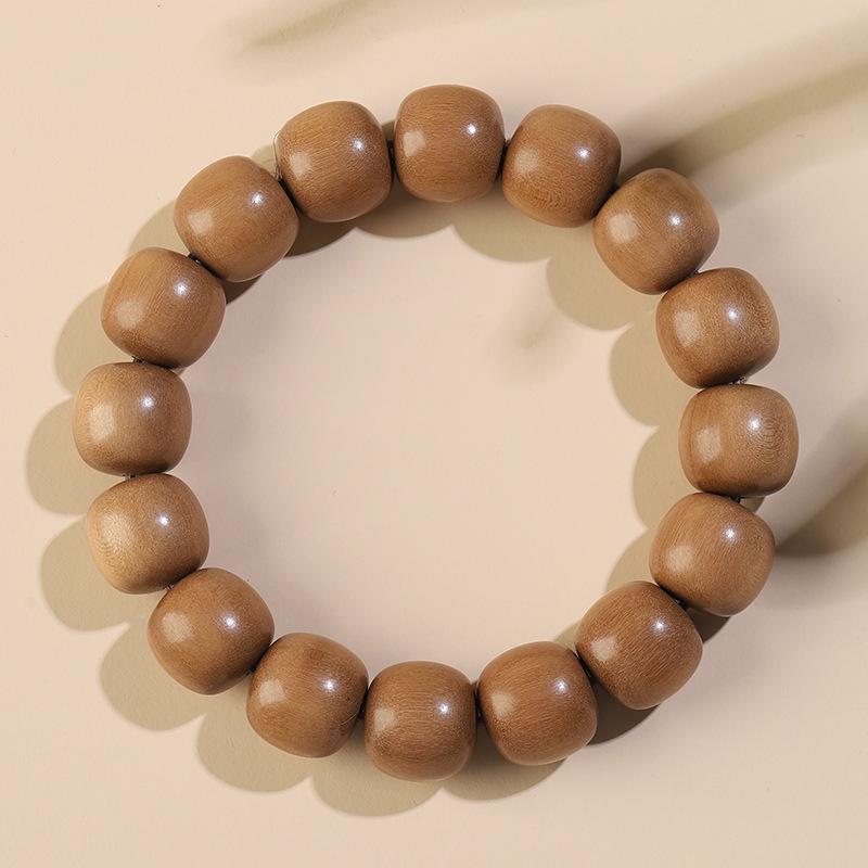 Men's Sandalwood Bracelet - Wenwan Buddhist 108 Barrel Beads Rosary with Milky Fragrance, Retro Design, Sink-Grade Quality.