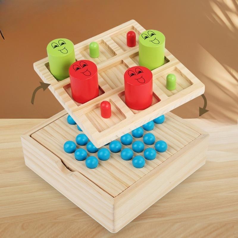 Wooden Matryoshka Eating Small Tic-tac-toe Kongming Chess 2in1 Game Chess Logical Thinking Versus Board Game Educational Toys