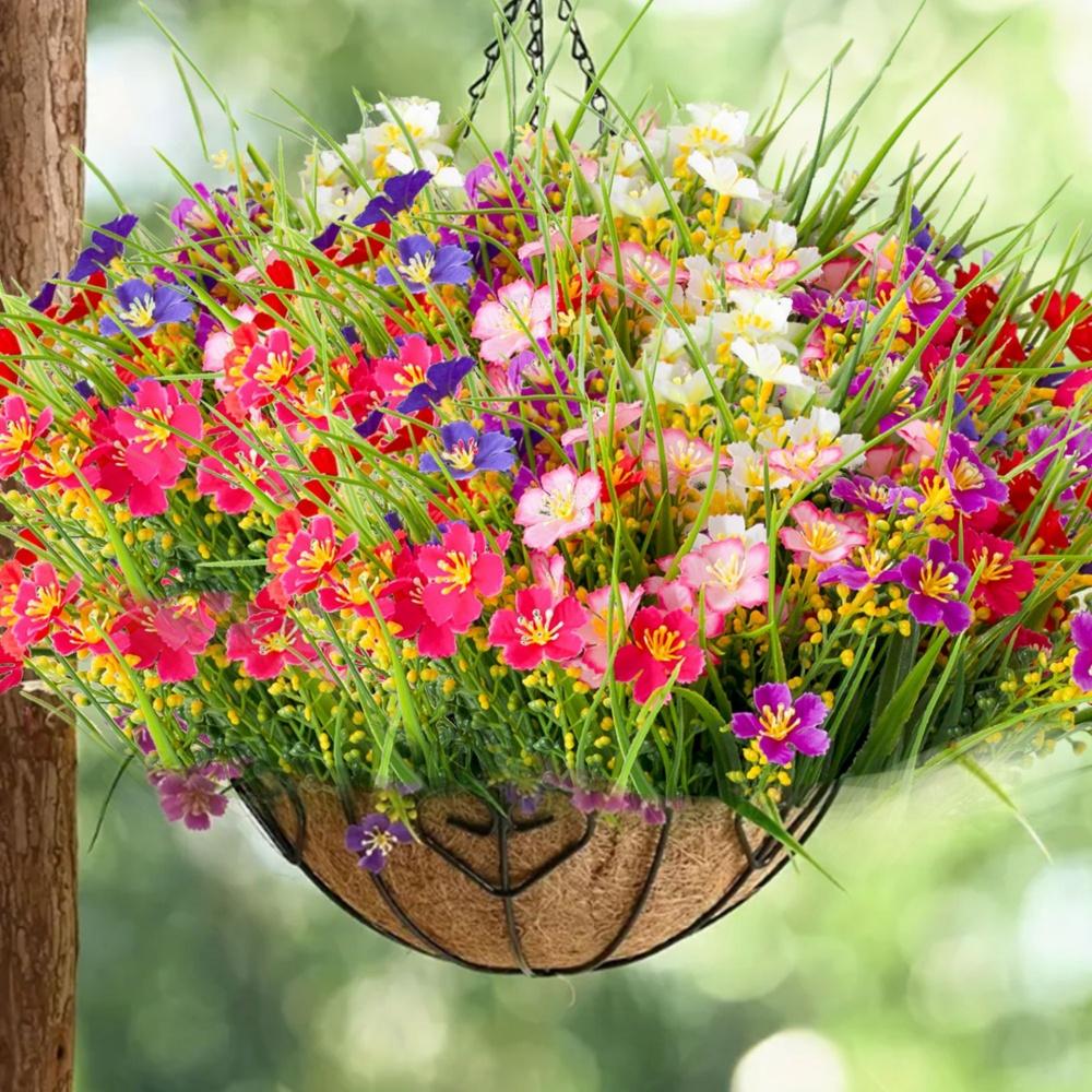 12Pcs Artificial Flowers Outdoor Spring Summer Autumn Plants Decor Wildflower Faux Fake Plants