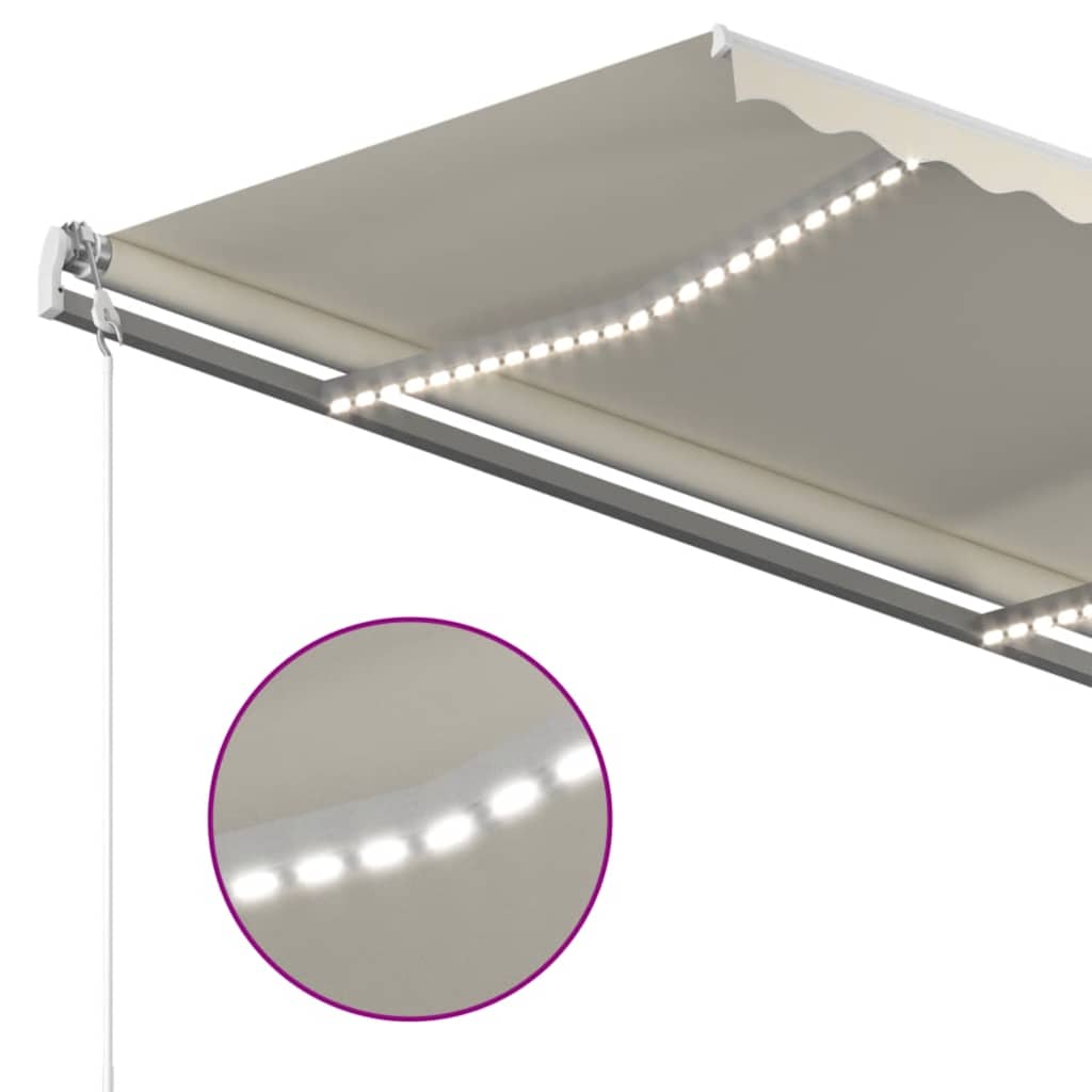 Automatic Awning with LED Lights & Wind Sensor 450 X 350 Cm Cream