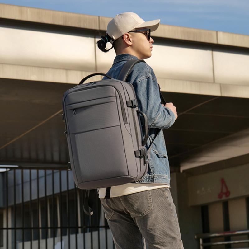Doppelschultrige Computertasche mit großem Fassungsvermögen und Fächern, Pendler- und Geschäftsrucksack für Geschäftsreisen, Langlebiger und schlichter Rucksack