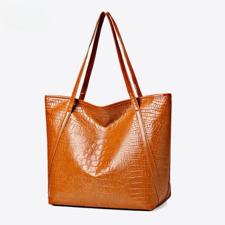 Duża torba shopper damska na ramię z nadrukiem krokodyla