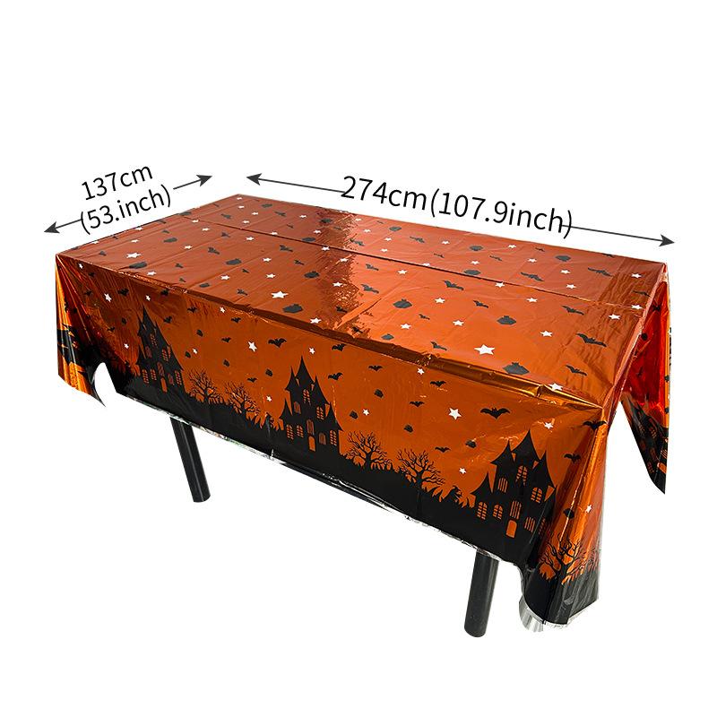 Halloween Decoration Tablecloth,Disposable Pumpkin Spider Web Bat Plastic Table Cover,Halloween Party Home Table Decor