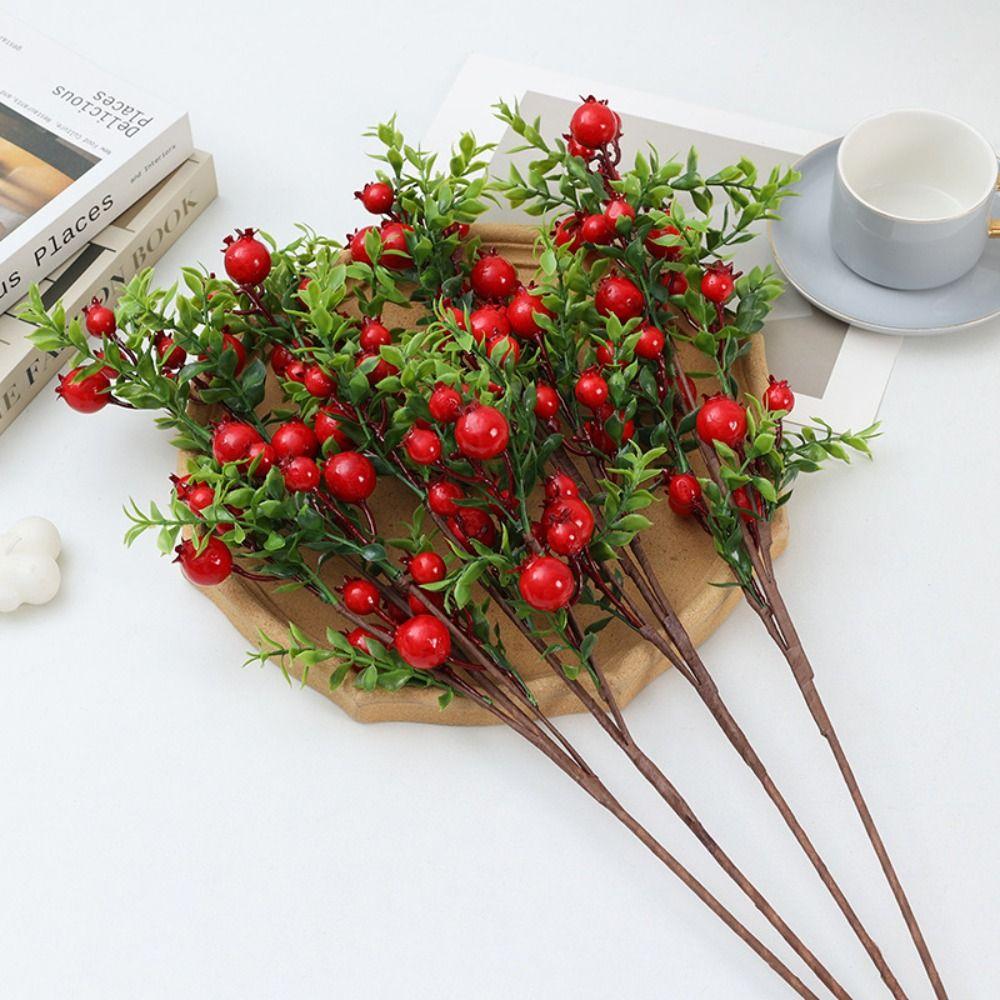 

Realistic Artificial Pomegranate Branches Plastic Fake Plants Birthday Decor 24 Fruit