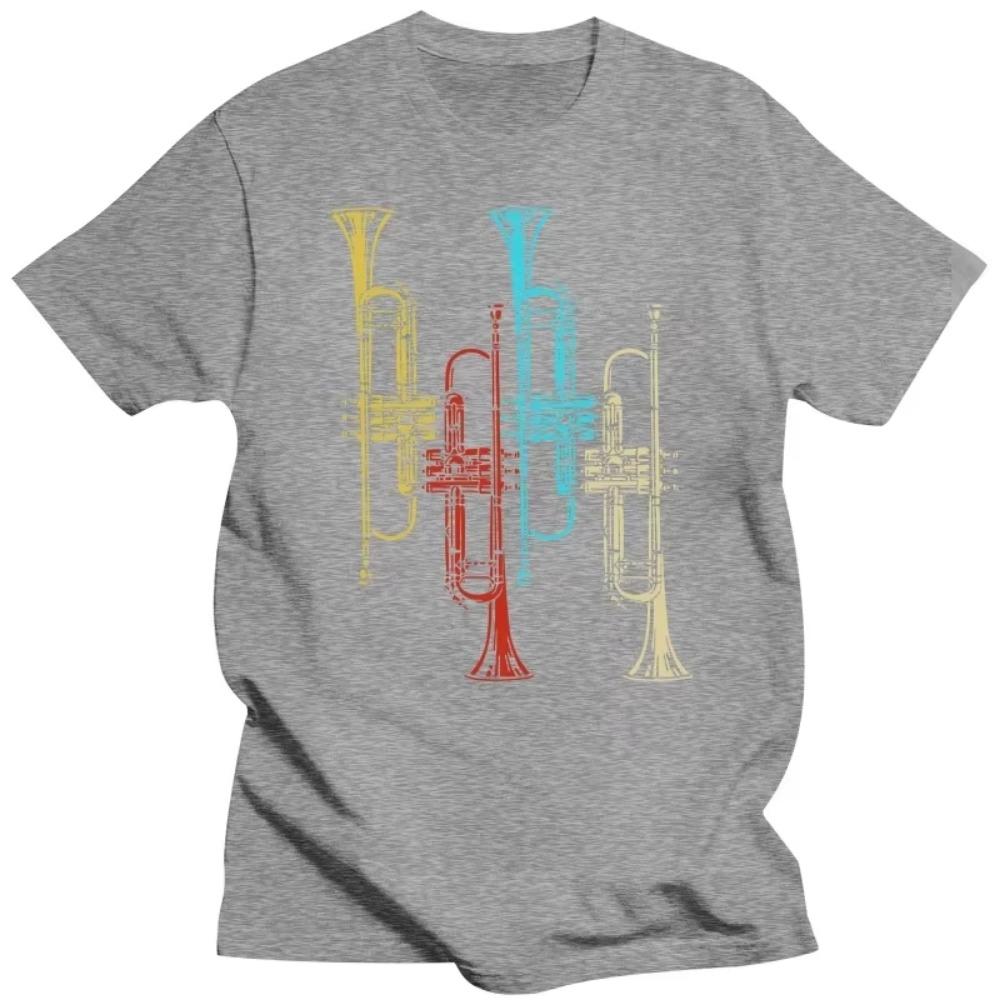Retro Jazz Music Trumpeter Gifts Trumpet T Shirts Graphic Cotton Streetwear Short Sleeve Birthday Summer T-shirt Mens Clothing