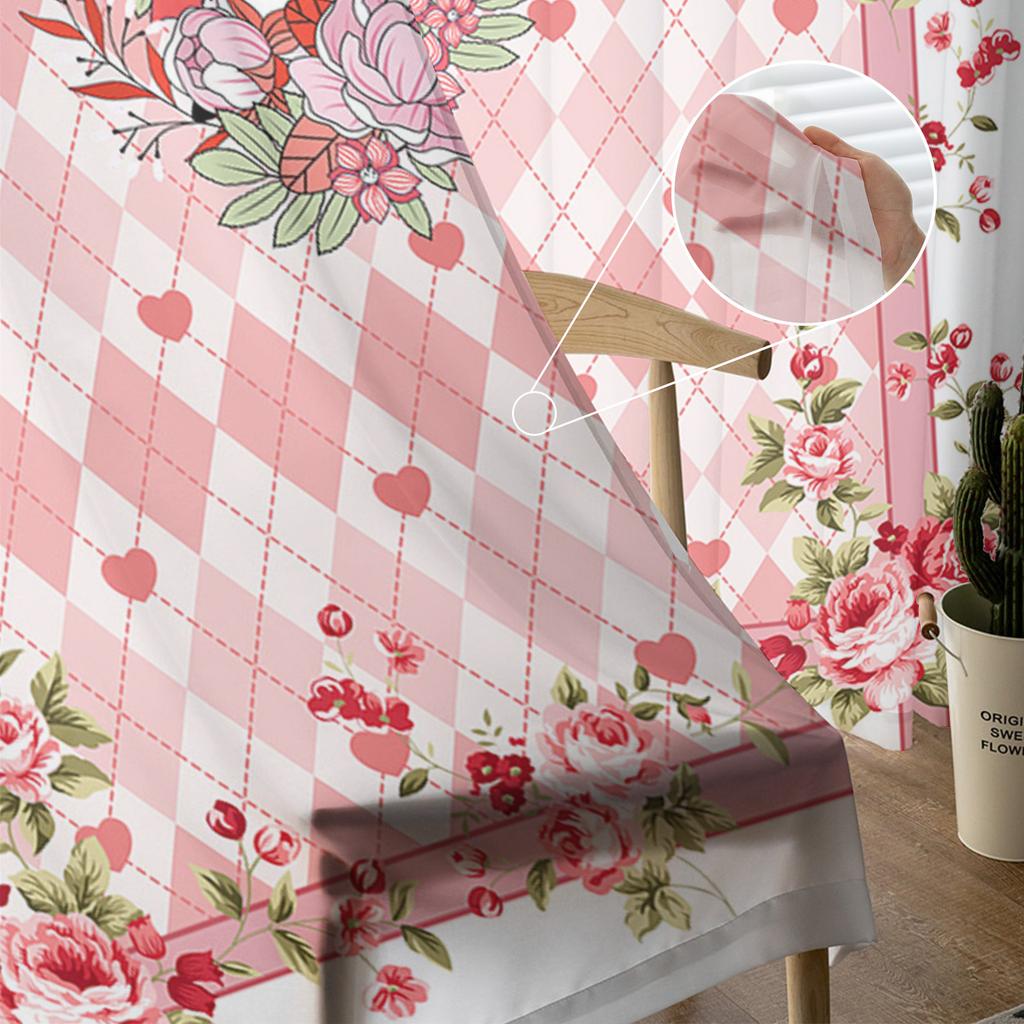 Perdele Tulle cu Flori în Carouri Diamant Iepure Pentru Living Dormitor Perdea Voal Transparentă Fereastră Decor Acasă Draperii