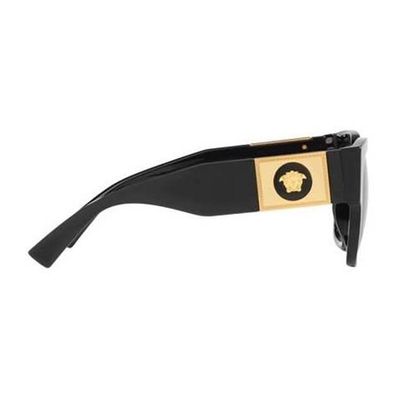 Versace Seitenmuster Sonnenbrille, Acetatrahmen, unregelmäßige Sonnenbrille, Damen Schwarz 4915600 VE4437UGB1T3-Schwarz 54