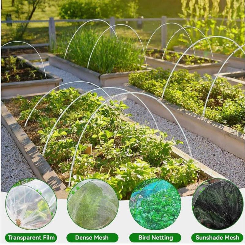 90PCS Greenhouse Hoops Set Reusable Bendable Fibreglass Grow Set With Protective Net Garden Plant Tunnel Arch Shed Bracket