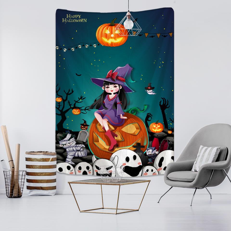 Гобелен с ведьмой и тыквой на Хэллоуин — фото 2