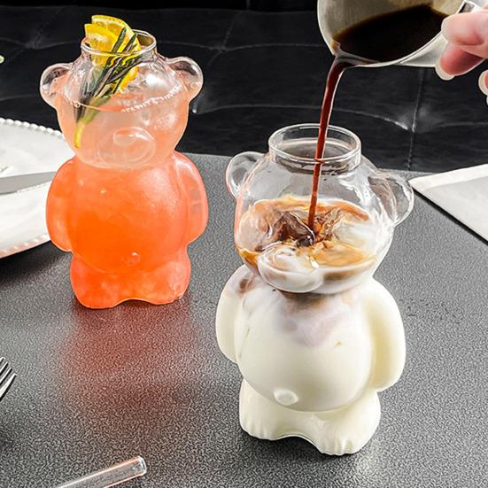Bear Shaped Glass Cup 320ml Cute Teddy Bear Wine Glass Unique Champagne Tumbler Juice Drinking Glassware Birthday Gift