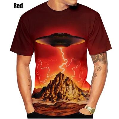 3D Print UFO Graphic T-shirt For Men Women Summer Short Sleeve O Neck Tee Tops Spaceship Alien Streetwear T-Shirt For Kids