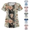 Women's Casual  Print Short Sleeve Sloping Collar Workwear Top With Double Pockets