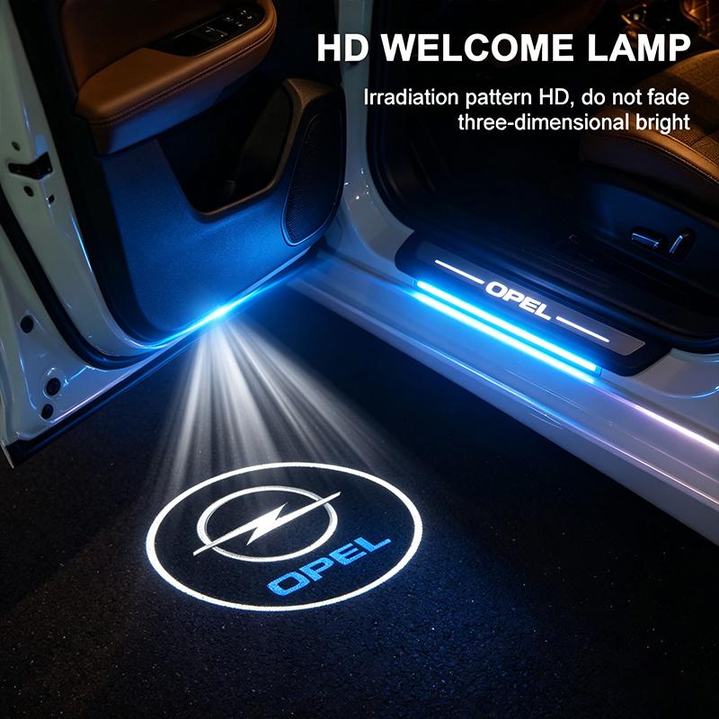 2pcs Led Car Door logo Welcome Light For Opel Corsa Insignia Vectra Zafira Meriva Mokka Grandland Vivaro Karl Rocks-e Astra New Energy