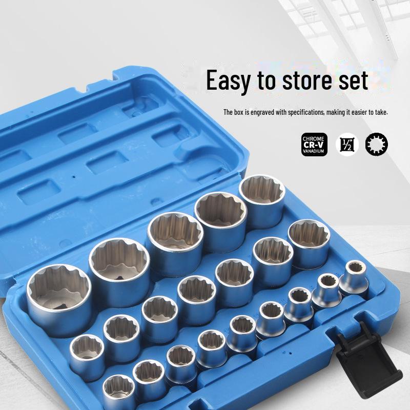 Hexagonal Plum Blossom Socket Wrench Set - 19 to 21 Pieces, Ideal for Car Renovation