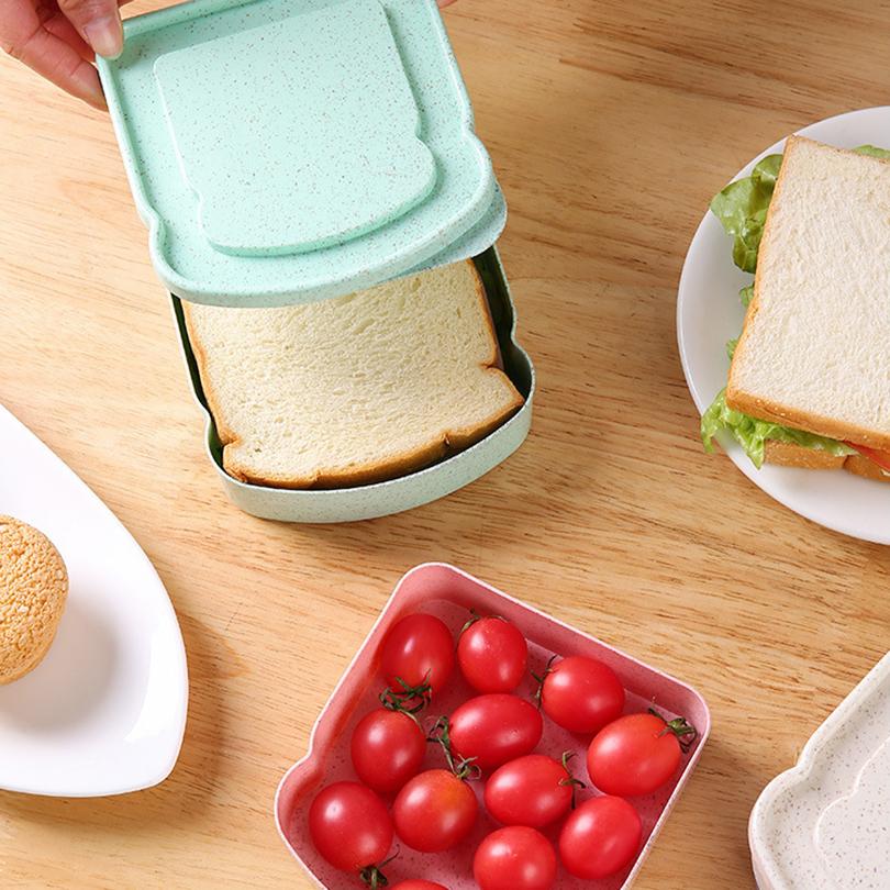 1/4PCS Sandwich Containers Lunch Box Toast Storage Box With Lid Eco-Friendly Lunch Food Container Microwavable Picnic Student