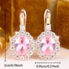 Elegant Female White Pink Stone Round Hoop Earrings Trendy Fashion Gold Color Wedding Jewelry For Women