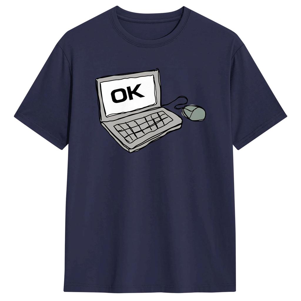 Oversized T Shirt OK COMPUTER Cotton TShirts Hippie Tee Shirt for Couple Summer Y2K Basic Pattern Short Sleeve Top Tees