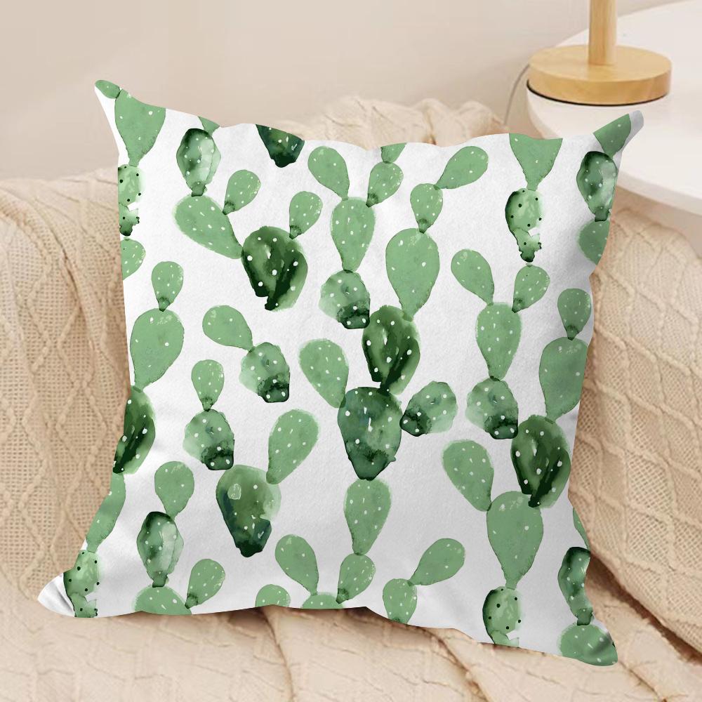 Modern Green Plants Cushion Cover Pillowcase Ultra Soft Skin Friendly Fabric Cloud Like Comfort Concealed Zipper