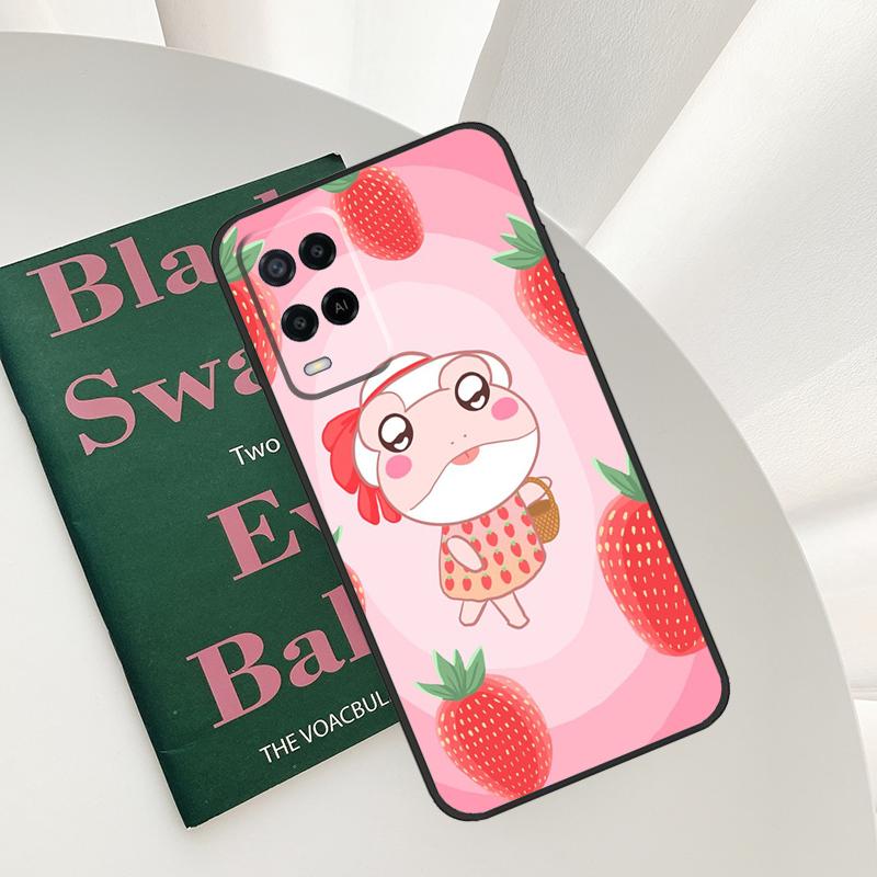Cottagecore Fruit Strawberry Frog Case For Oppo A15 A16 A17 A52 A72 A76 A96 A54 A74 A94 A54S A57S A58 A78 A98 A57 A77 Cover