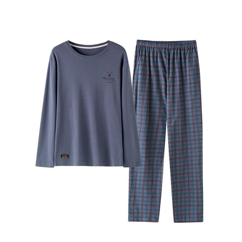 

Мужские пижамные комплекты с длинным рукавом, пуловер и брюки, повседневная домашняя одежда 4XL