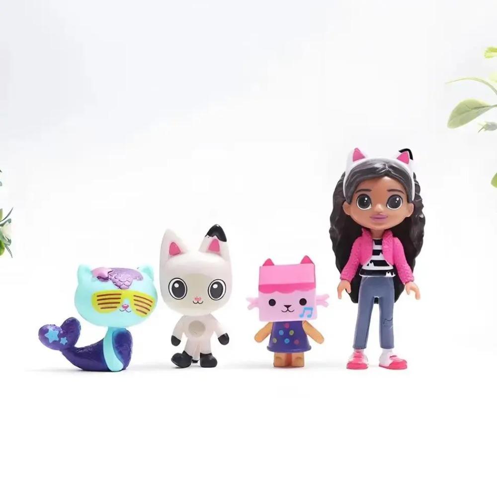 13 Pcs/set Gabby Dollhouse Anime Characters Car Smile Cat Hug Gaby Girl Doll Cartoon Children Gift Christmas Birthday Toy