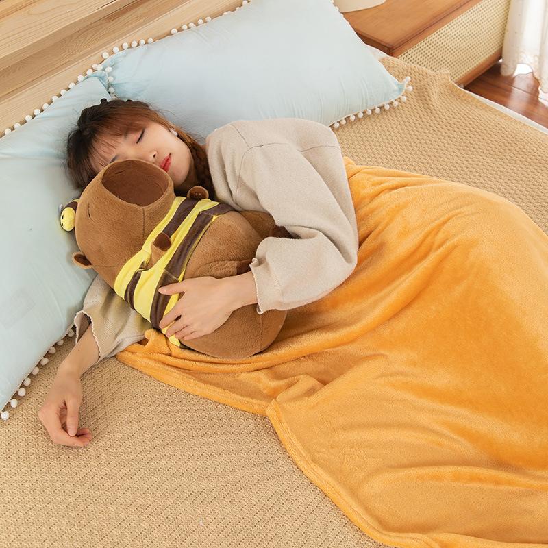 Kapibala Capybara Ugly Cute Doll Kapibala Car Office Air Conditioning Pillow Quilt Nap Blanket Two-in-One