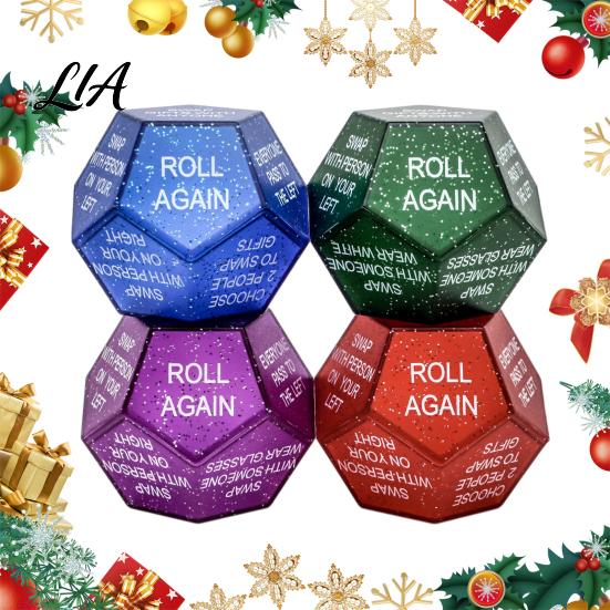 Holiday Stocking Stuffers Santa Swap Gift Exchange Dice, 12-Side Glitter Game Christmas Stuffers, Ideas Secret Party Favors Dice for