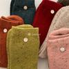 Ladies Autumn and Winter Warm Retro Buttons Color Dot Sheep Wool Tube Pile Socks