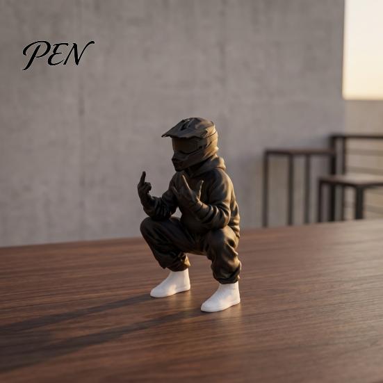 Creative Gifts for Motorcyclists 3D Printed Cool Off-Road Biker Figurine, Squatting Rider Statue, Trendy Desktop Enthusiast Presents Ornament,