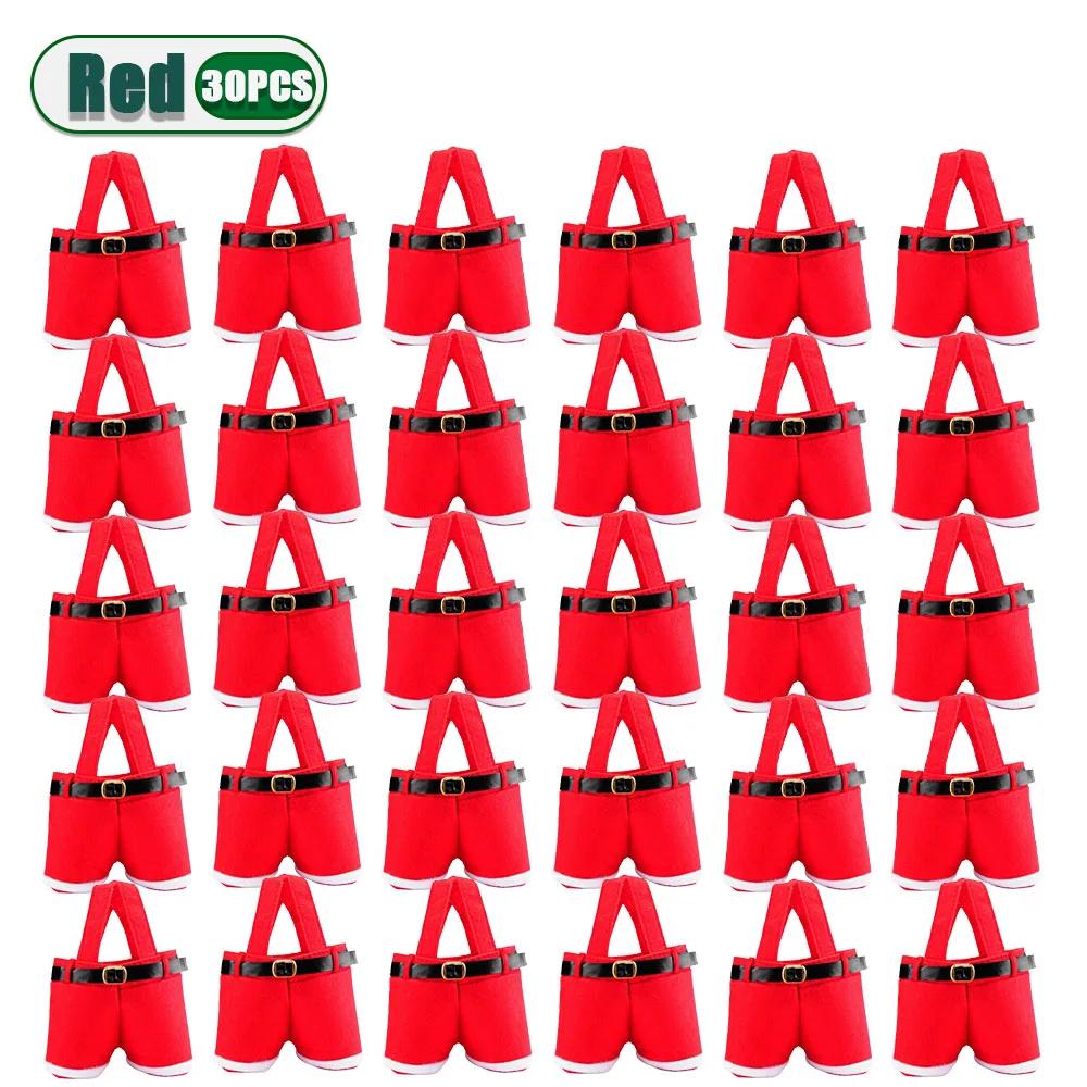 Christmas Santa Shorts Gift Bags Candy Toy Tote Bags Wine Bottle Holder Reusable Holiday Party Favor Xmas Decoration Supplies
