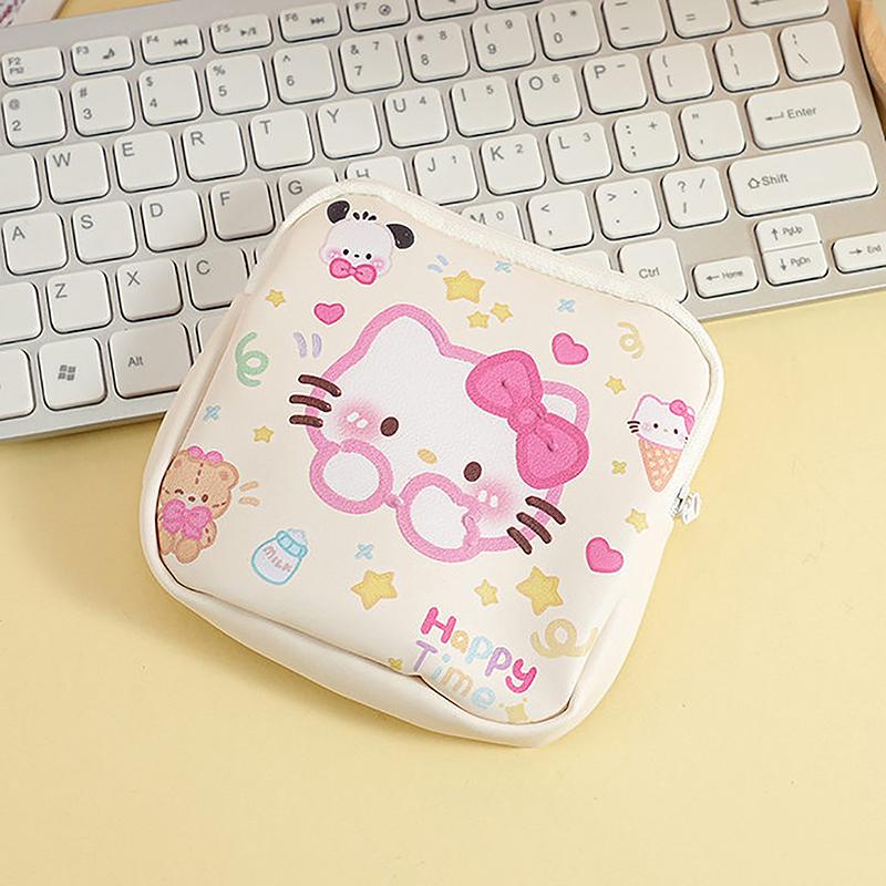 1Pc Mini Cosmetics Coin Purse Bag Gift Kawaii Sanrio Hello Kitty Cartoon Women Tampon Sanitary Napkin Storage Bag