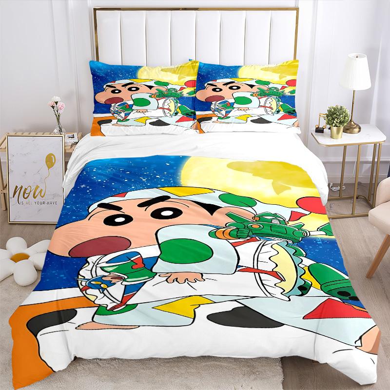 3pcs Crayon Shin-chan Duvet Cover Set - Soft & Breathable Bedding, Includes 1 Duvet Cover and 1/2 Pillowcases (No Insert) yy251107185