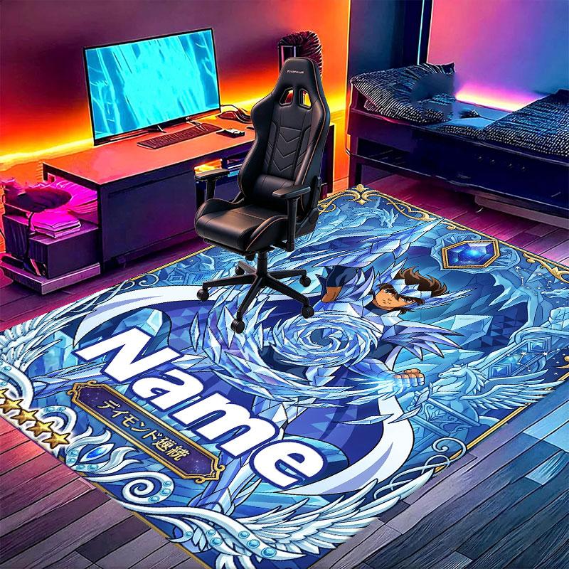 Custom Name Personalized Saint Seiya Print Carpet, Versatile Home Decor Rug, for Playroom, Apartment, Balcony, Entryway, Hallway Gift
