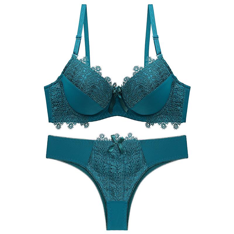 Julexy Push-up-BH-Set für Damen, Unterwäsche, Spitzen-Dessous, Büstenhalter und Slip, verstellbares Bralette-Höschen