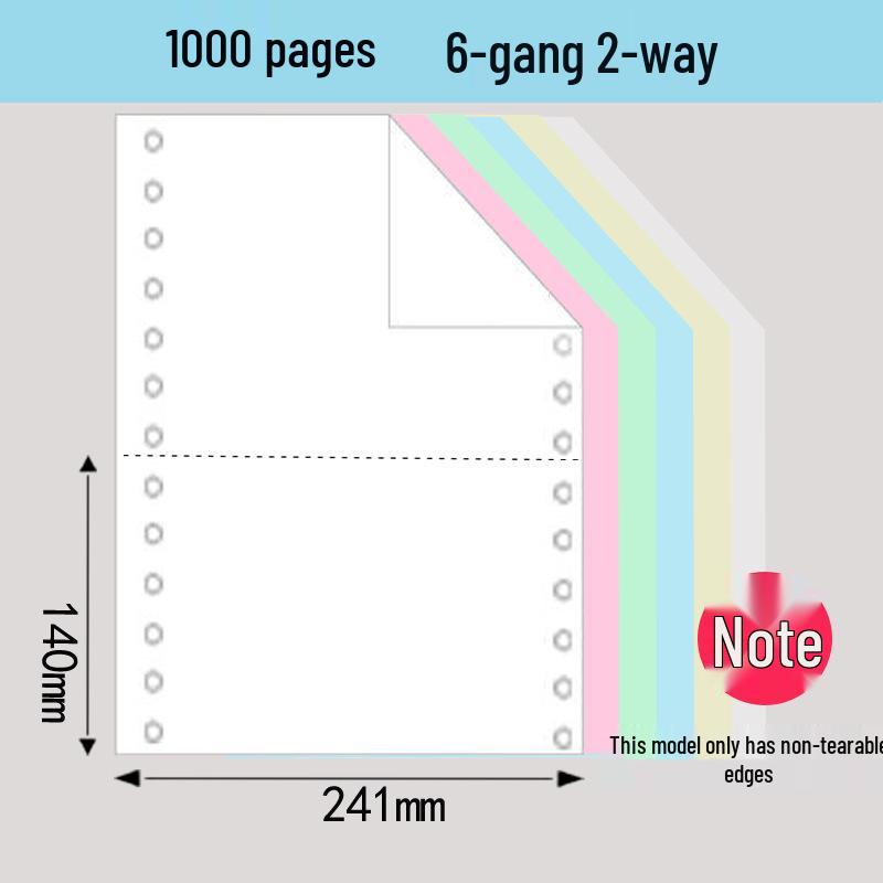 1000 Pages Multi-Part Continuous Computer Form Paper (241-pin, 2-6 Parts)