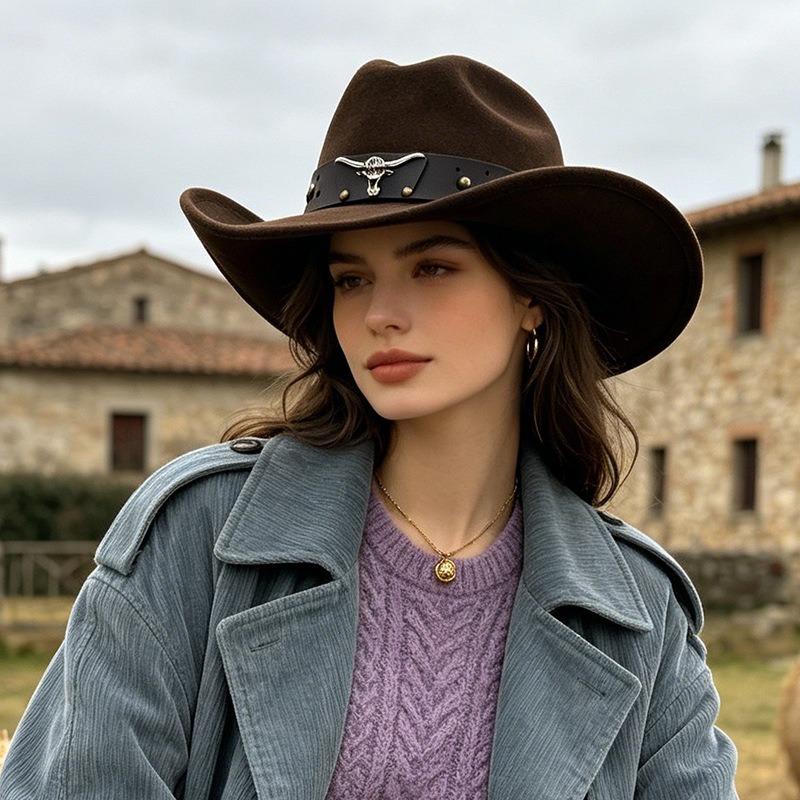 Vintage Cowboy Style Suede Hat Unisex Autumn Winter Outdoor Travel Jazz Hat