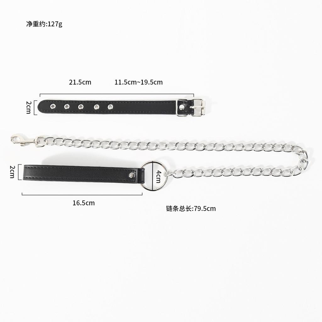 Male Adjustable Cock Ring with Dog Chain Traction Comfortable Durable BDSM Adult Toy for Men