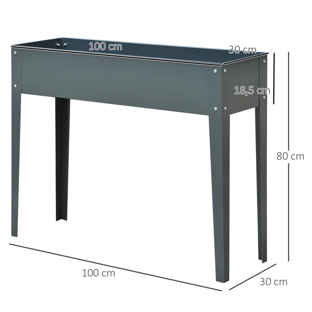 Flower Raised Bed Garden Metal Vegetable Planter Freestanding Herb Growing Box Green Basics Grow Table Planter (Dark Grey)