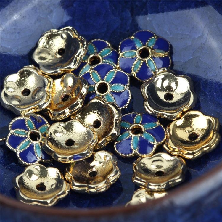 Copper Enamel Flower Beads for DIY Jewelry - 6mm