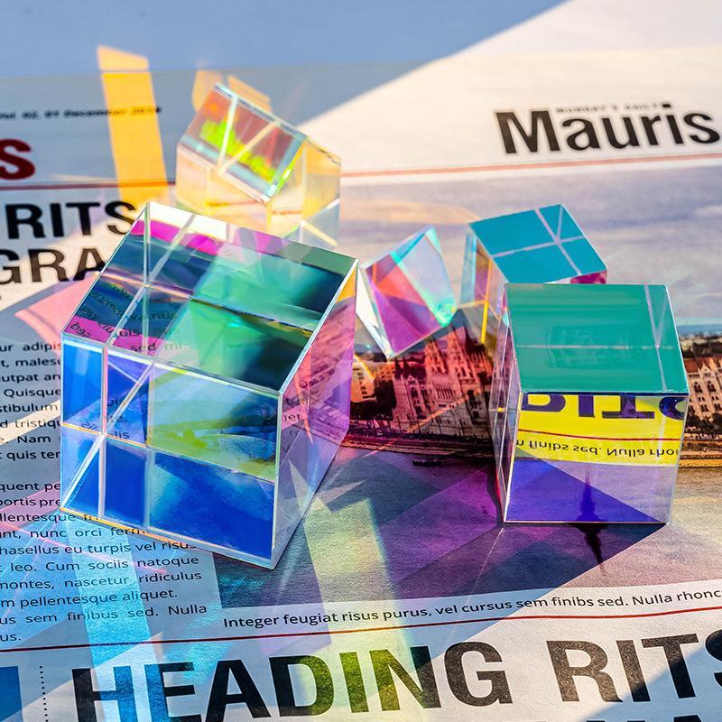 Science Magic Prism Cube 15/20Mm Hexahedral Crystal Magic Cmy Cube 3D Color Cube Prism For Photography