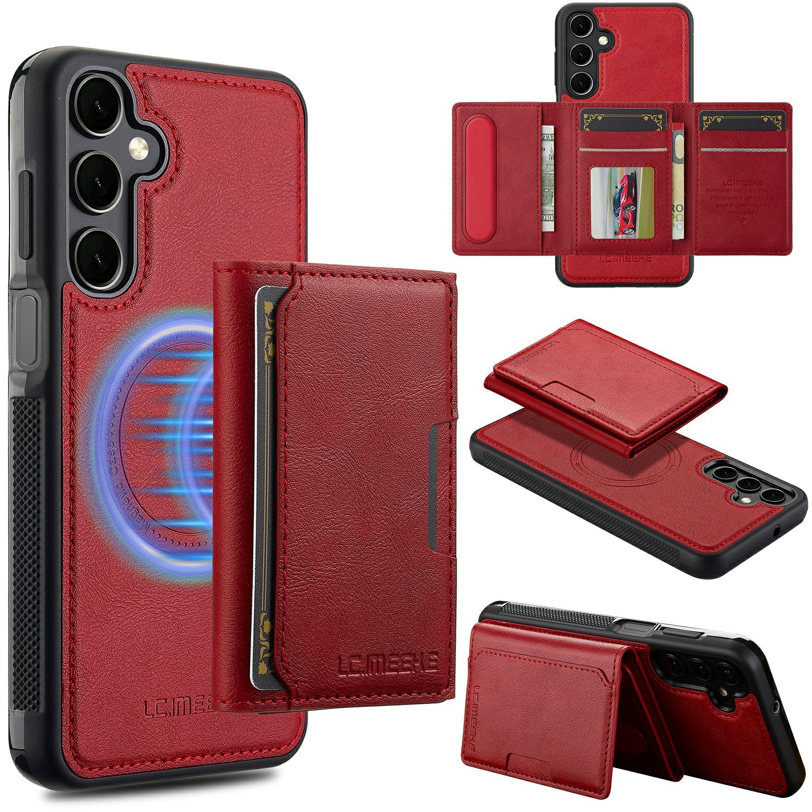 

LC.IMEEKE L5 For Samsung Galaxy S26+ Magnetic Phone Case Leather Back Cover with Detachable Card Holder