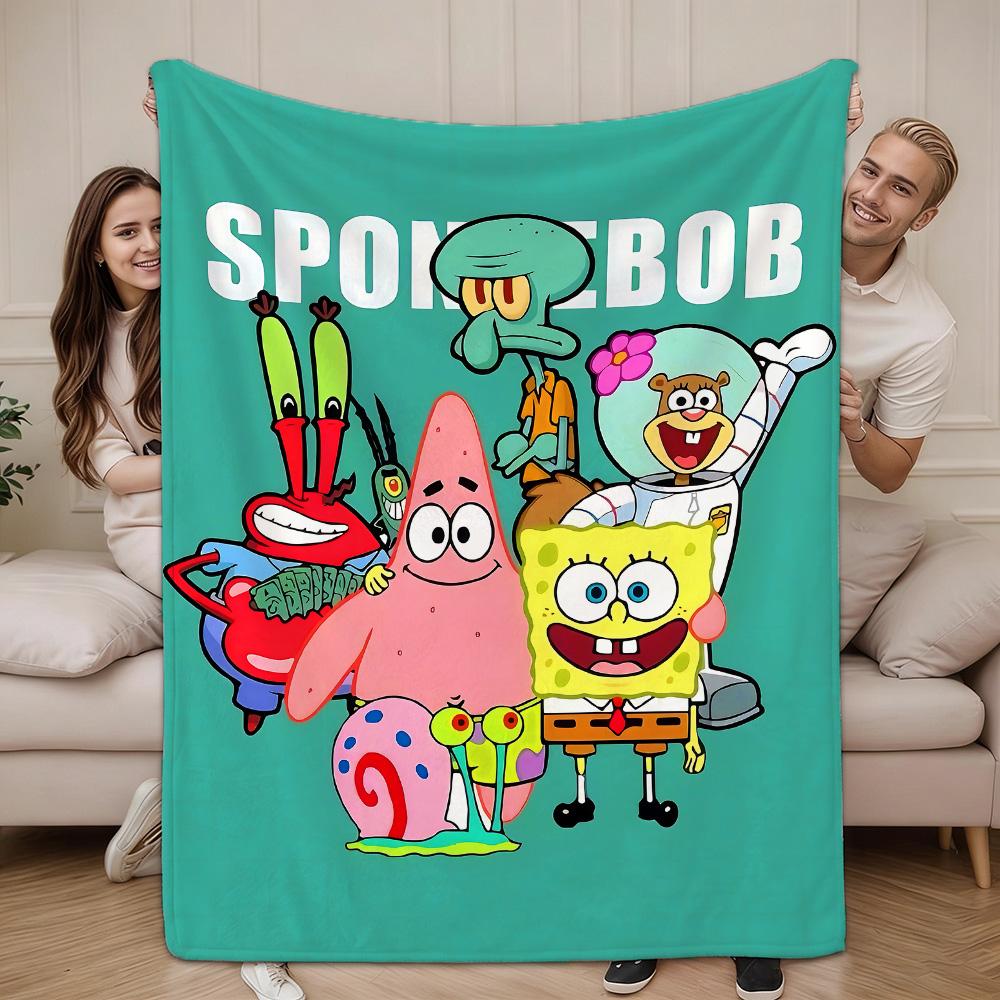 Throw Blankets for Beds Kawaii S-Spongebob All year Blanket Bedspread on the Bed Bedspreads and Coverlets Camping Anime Sofa Nap