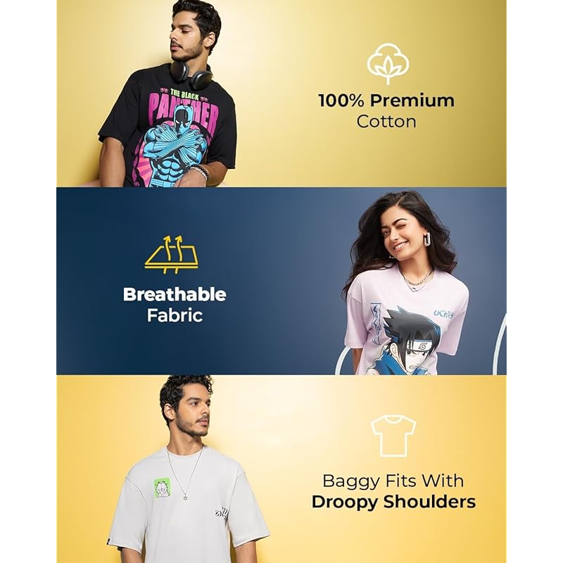 Bewakoof Women's Graphic Printed Oversized Fit Cotton T-Shirt