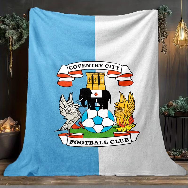 1PC Coven-try Football Club Crest Printed Soft Flannel Blanket Throw for Adult Bedroom Living Room Sofa Camping Travel Fan gifts Christmas Gifts