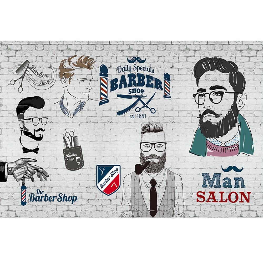 Man Salon Wall Paper 3d Retro Barber Shop Wall Murals Hair Salon Background Wallpaper 3d Industrial Decor