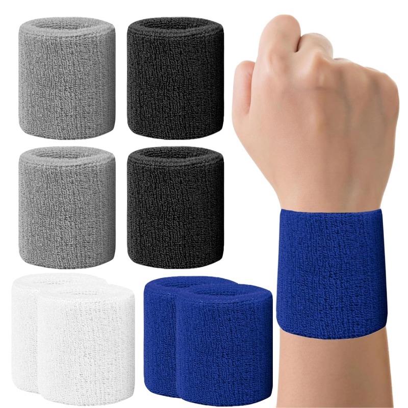 New Hot 1Pairs 2Pcs Set Breathable Cotton Wrist Sweatbands Sweat Absorbent Wristbands for Tennis Football Basketball Running Gym 1