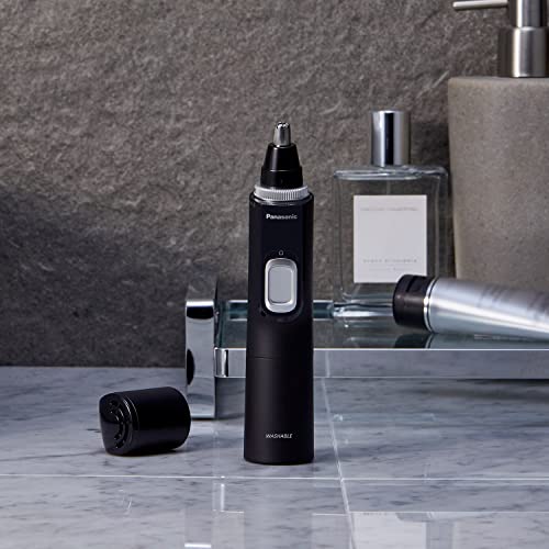 Panasonic Men's Ear and Nose Hair Trimmer with Vacuum Cleaning System, Wet/Dry, Hypoallergenic, High-Performance Dual-Edge Blade - ER-GN70-K, Black