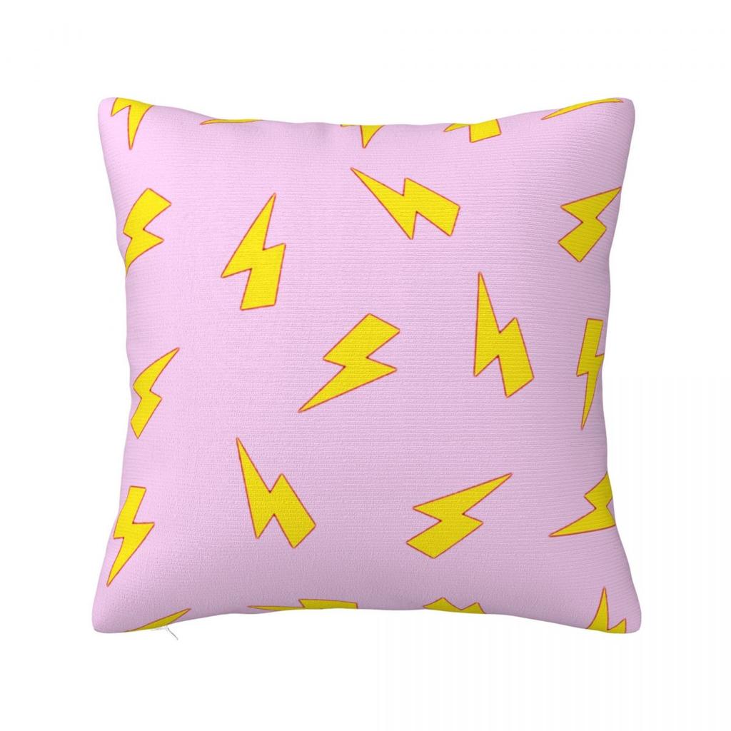 Gelbe Blitze auf rotem Blitzmuster Quadratischer Kissenbezug Kissenbezug Kissenbezug Dekokissenbezug für Zuhause Auto